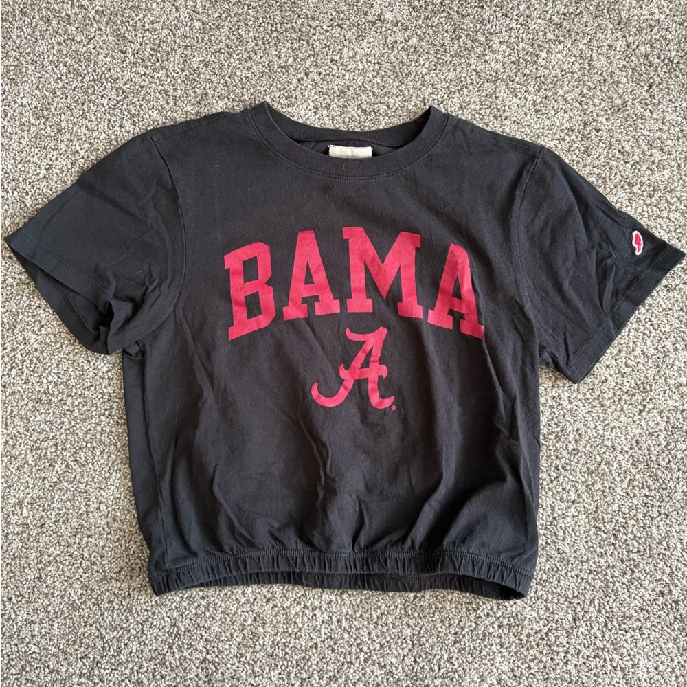 Black & Crimson 'BAMA' Cropped T-Shirt